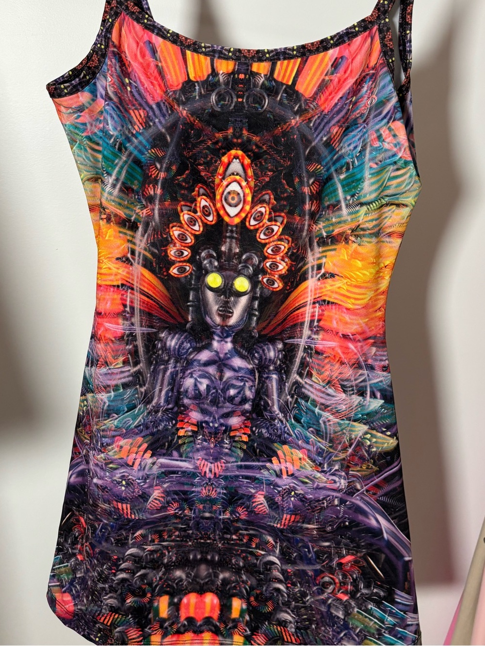 Vibrant Multi-Color Mini Dress with Psychedelic Print